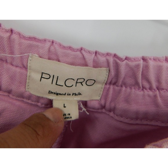 PILCRO Izzie Relaxed Pull on Barrel Pants Women's Size L Purple Cotton Blend - Picture 4 of 6